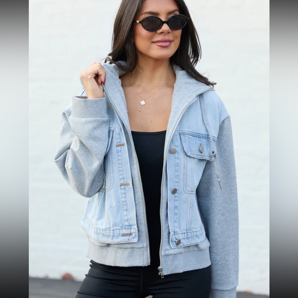 Jazzy Denim French Terry Hooded Jacket